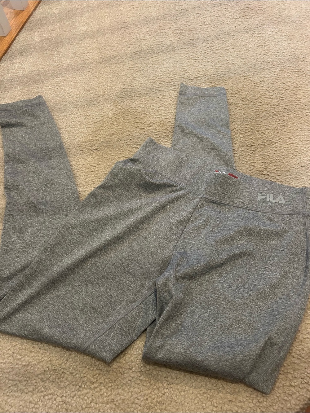 Fila Girls' Gray Active Leggings with Subtle Logo